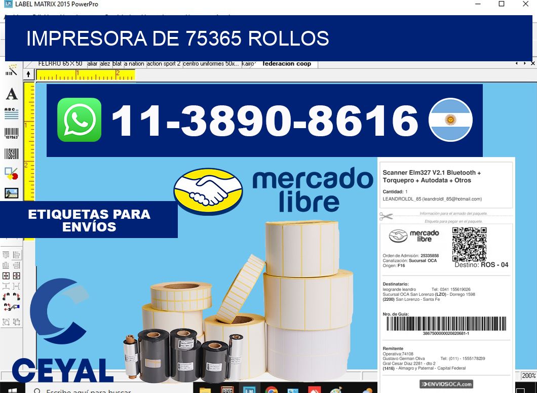 impresora de 75365 rollos