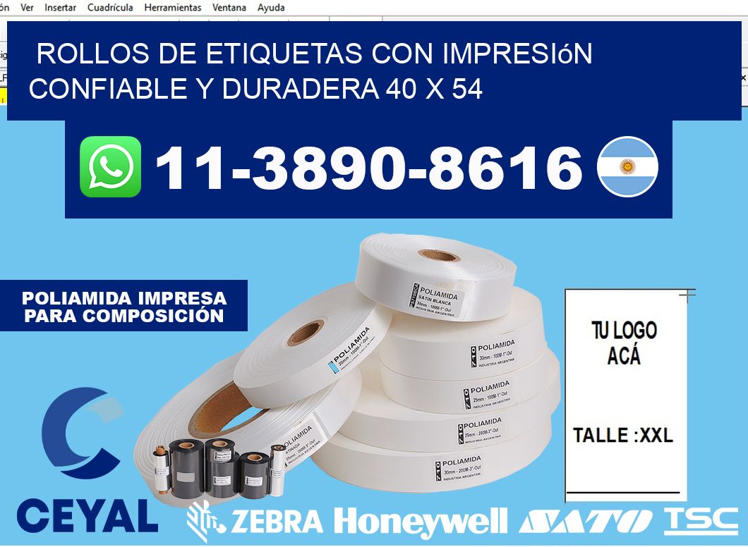 rollos de etiquetas con impresión confiable y duradera 40 x 54