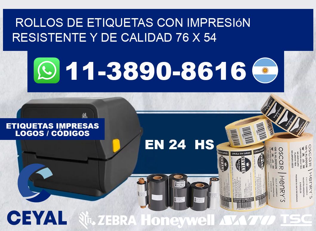 rollos de etiquetas con impresión resistente y de calidad 76 x 54
