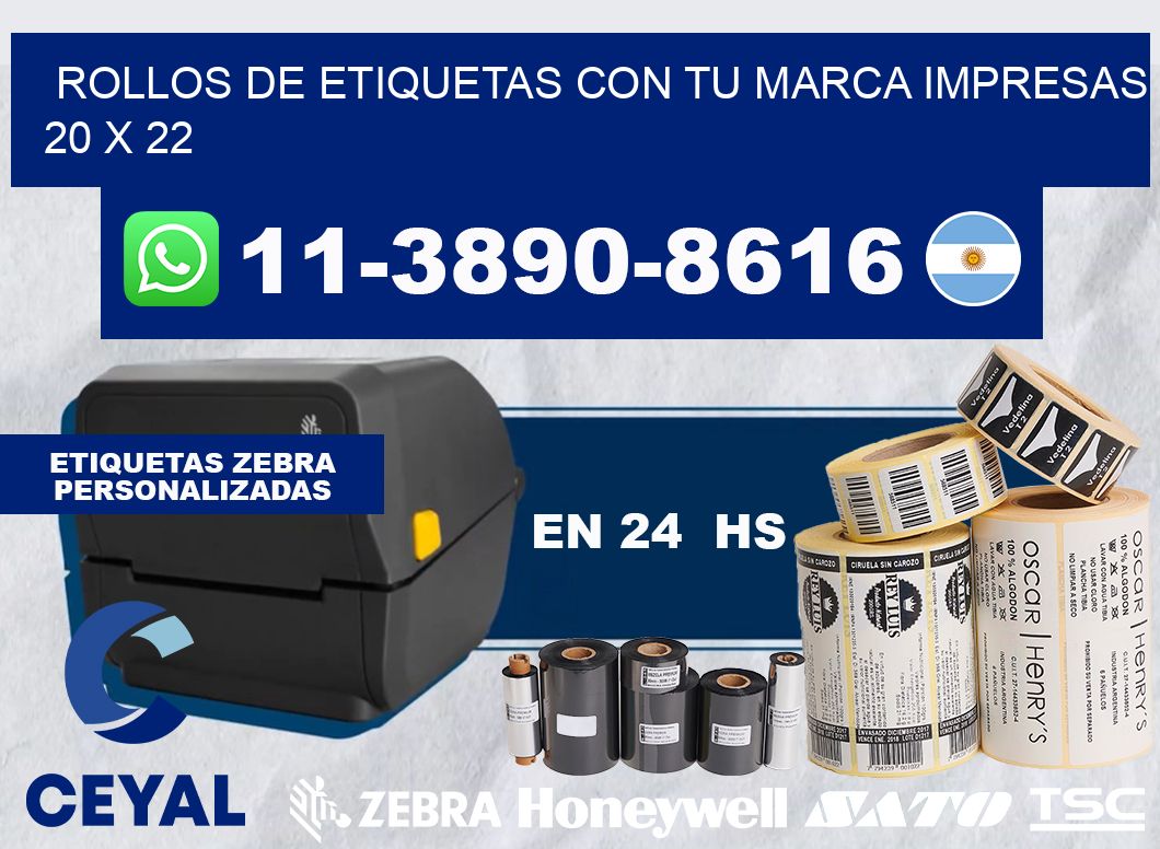 rollos de etiquetas con tu marca impresas 20 x 22