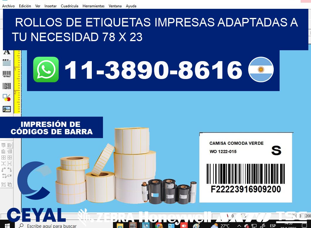 rollos de etiquetas impresas adaptadas a tu necesidad 78 x 23