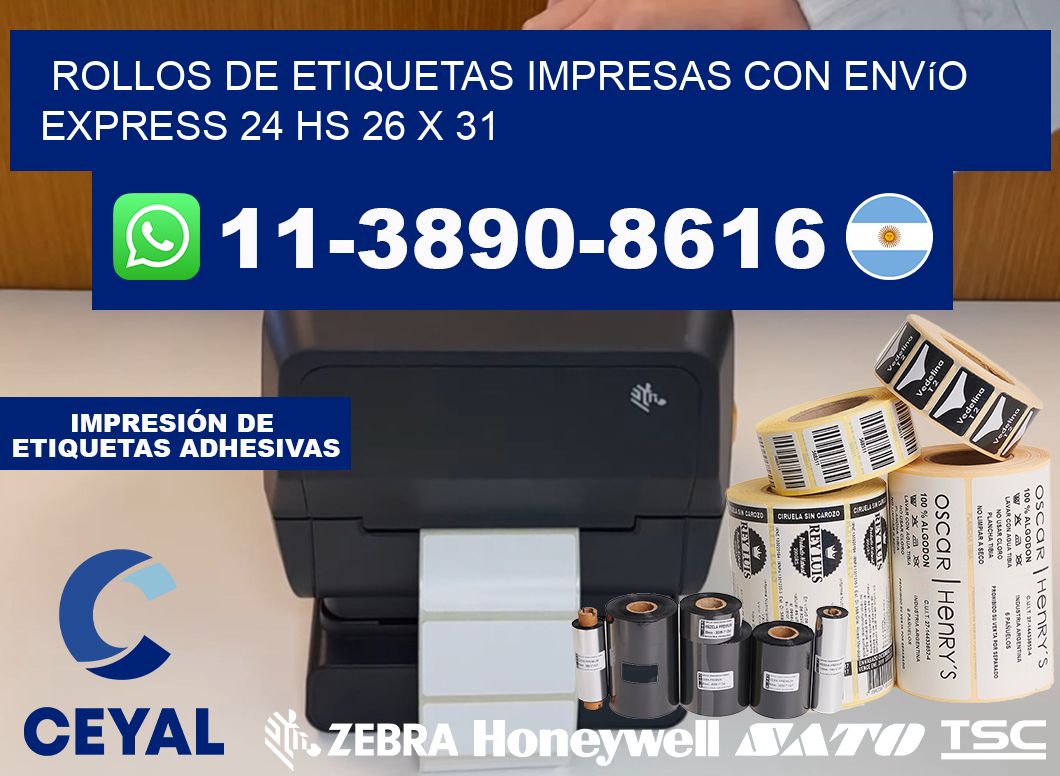 rollos de etiquetas impresas con envío express 24 hs 26 x 31