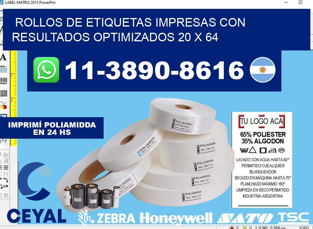 rollos de etiquetas impresas con resultados optimizados 20 x 64