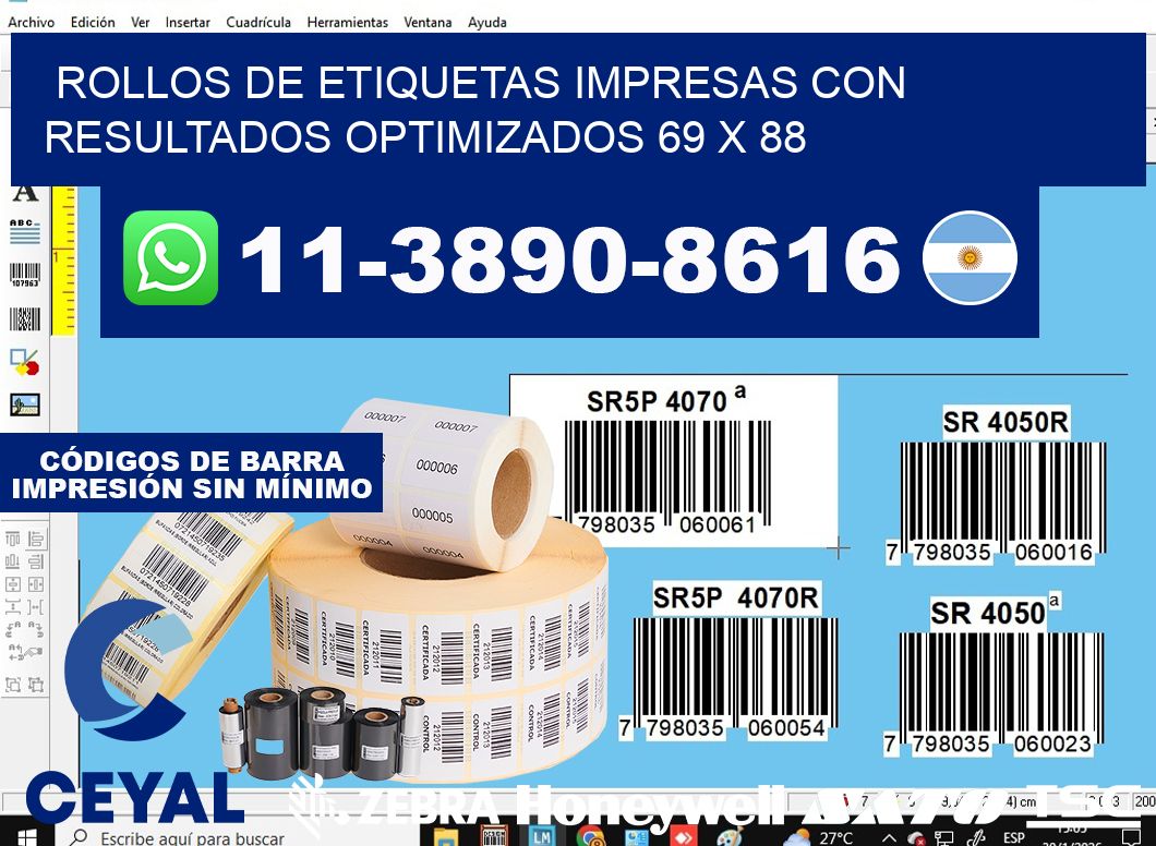 rollos de etiquetas impresas con resultados optimizados 69 x 88