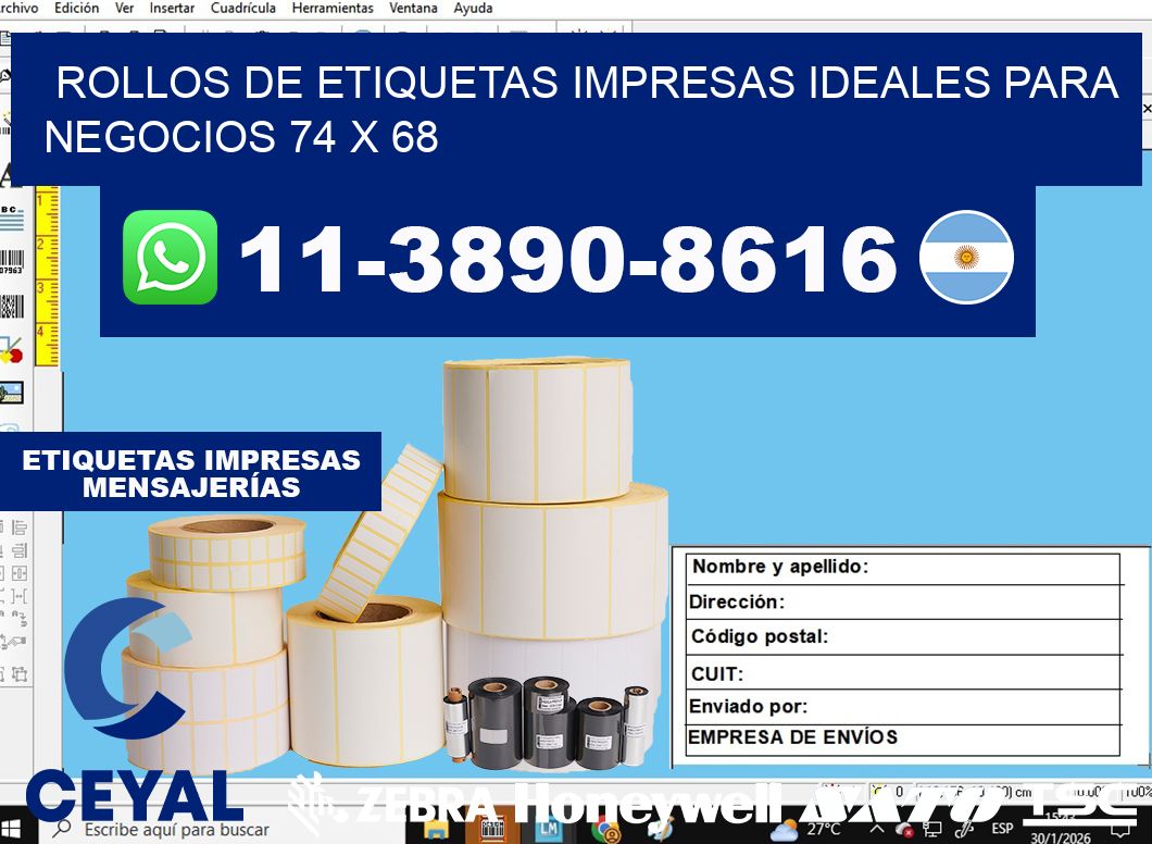 rollos de etiquetas impresas ideales para negocios 74 x 68