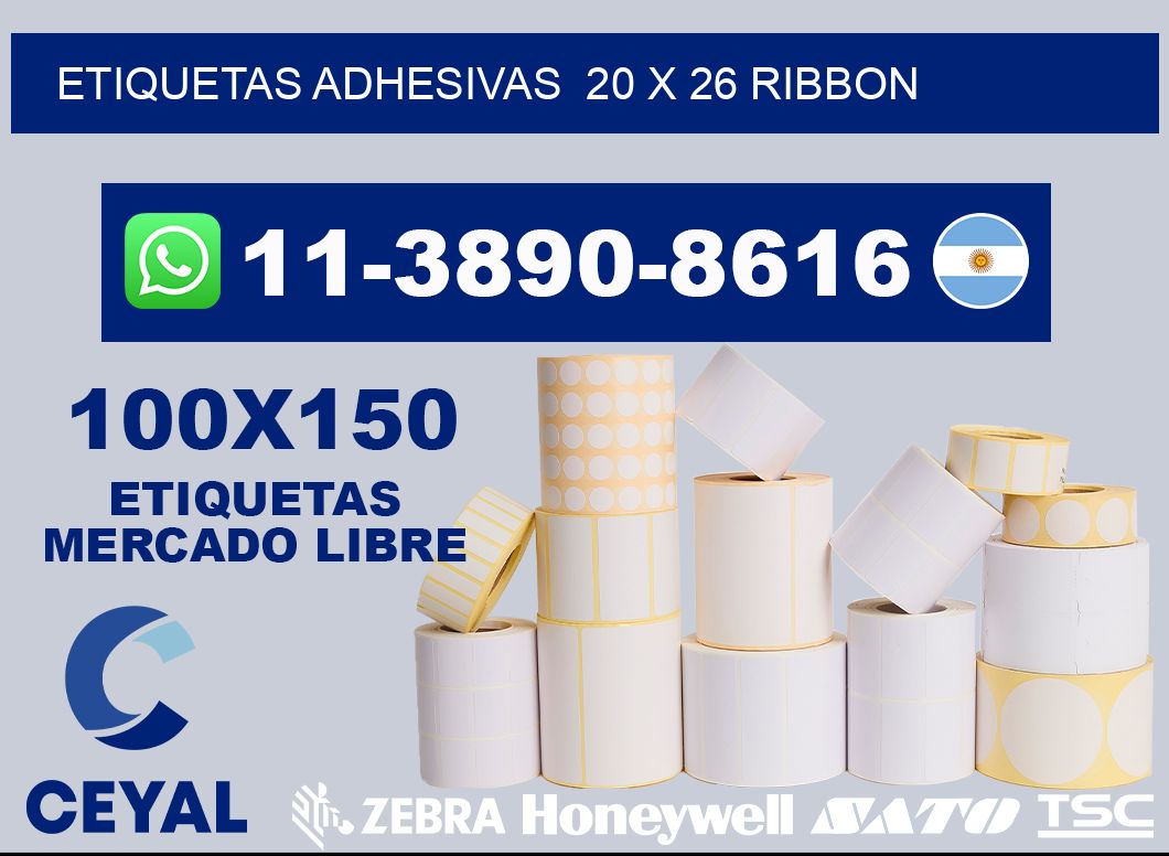 Etiquetas adhesivas  20 x 26 ribbon