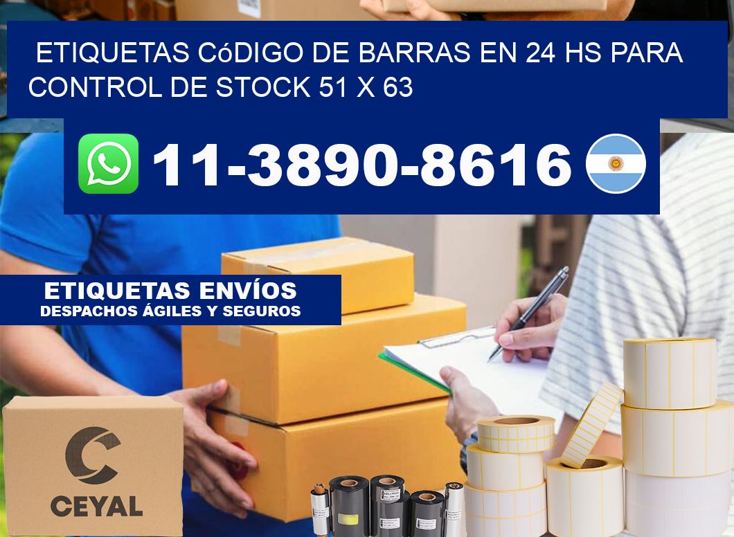 Etiquetas código de barras en 24 hs para control de stock 51 x 63