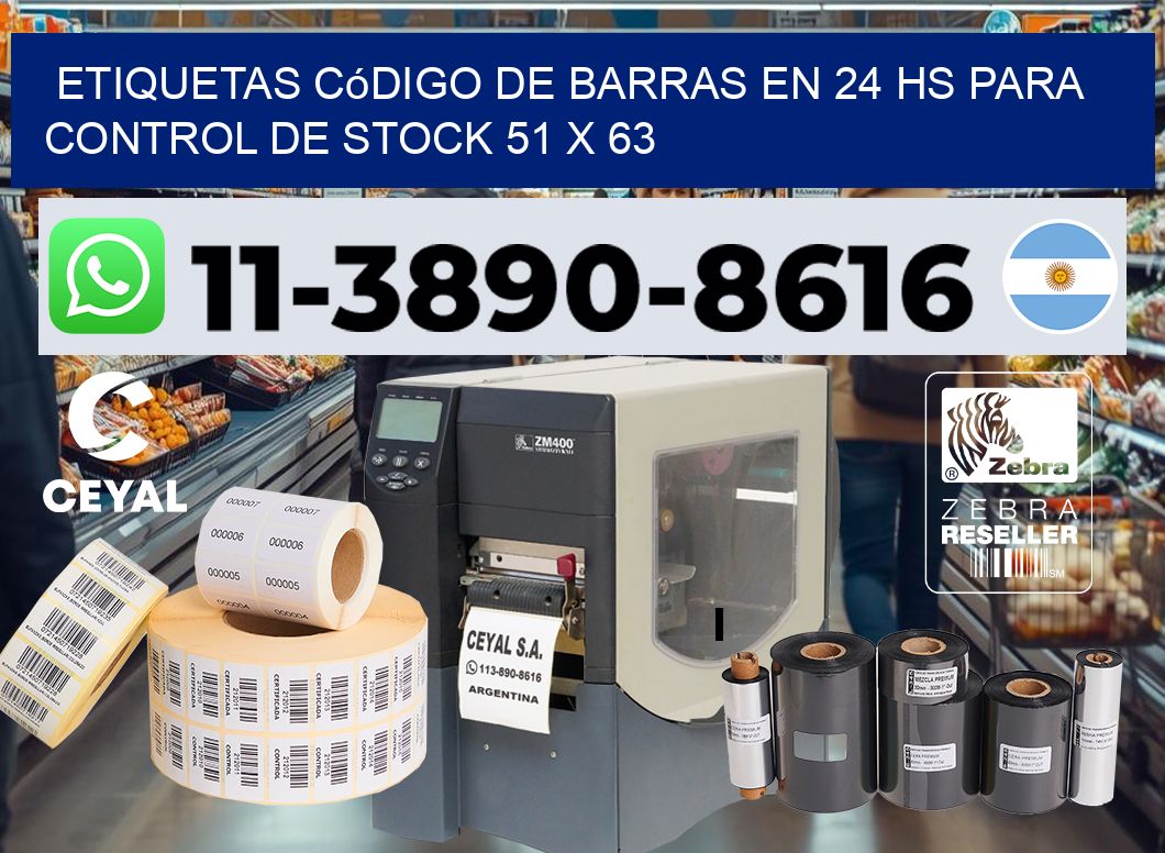 Etiquetas código de barras en 24 hs para control de stock 51 x 63