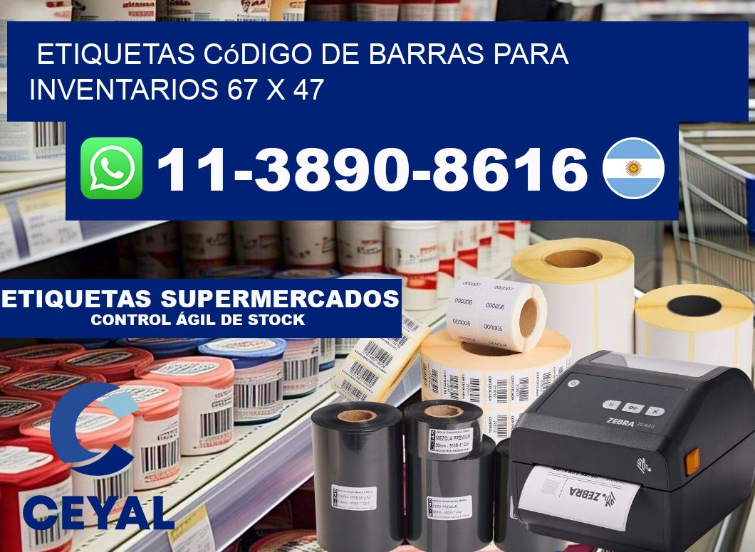 Etiquetas código de barras para inventarios 67 x 47