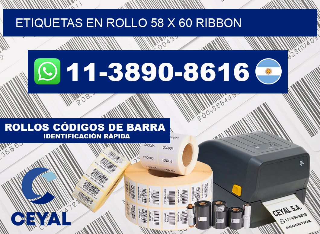 Etiquetas en rollo 58 x 60 ribbon