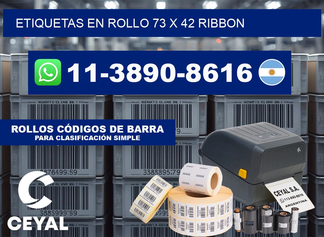 Etiquetas en rollo 73 x 42 ribbon