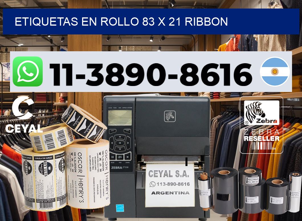 Etiquetas en rollo 83 x 21 ribbon
