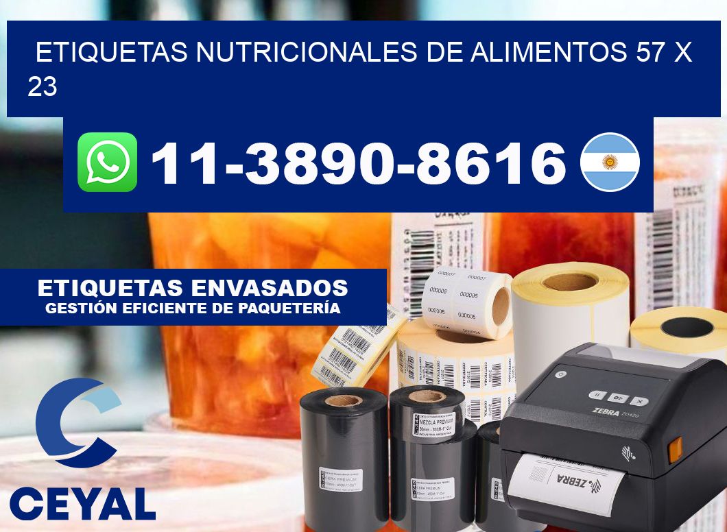 Etiquetas nutricionales de alimentos 57 x 23