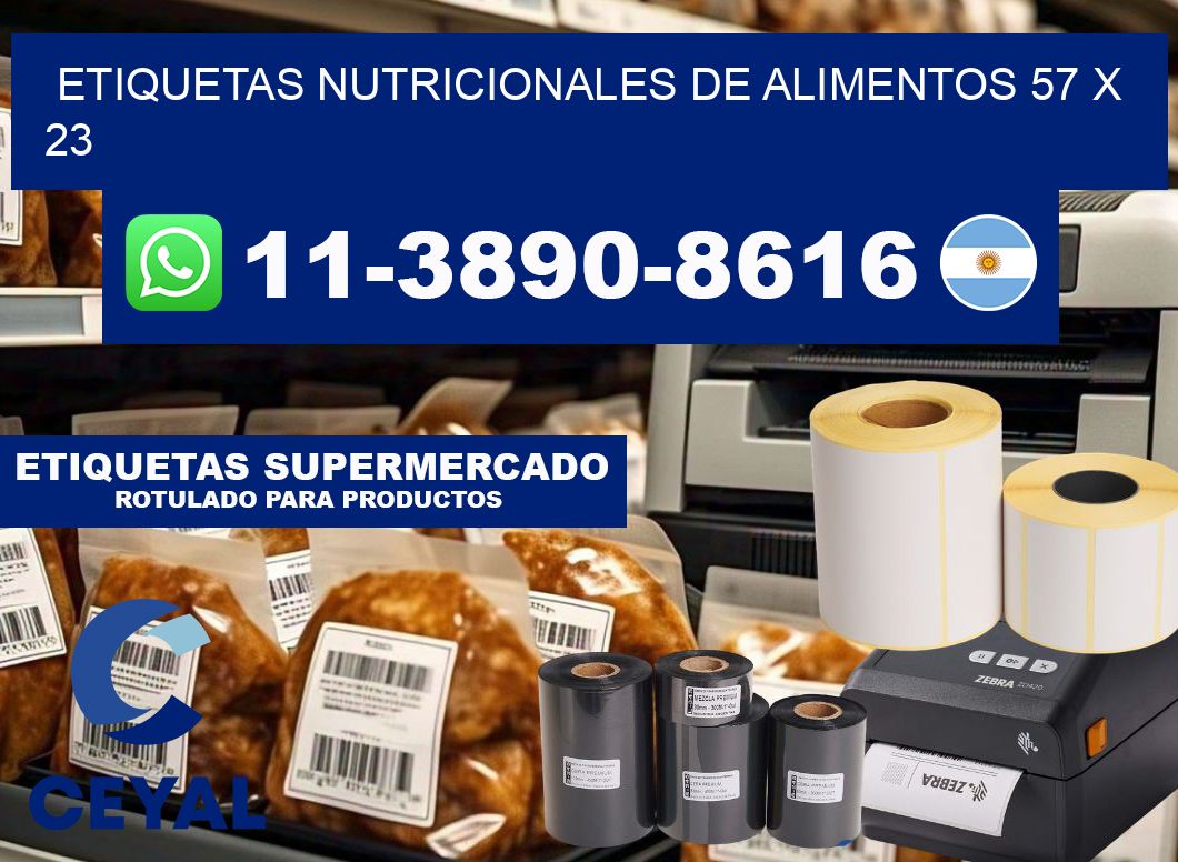 Etiquetas nutricionales de alimentos 57 x 23