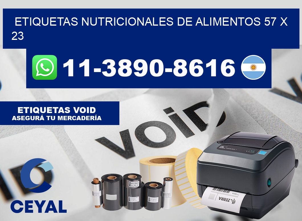 Etiquetas nutricionales de alimentos 57 x 23