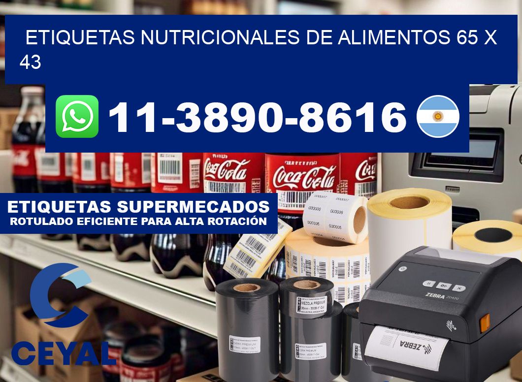 Etiquetas nutricionales de alimentos 65 x 43