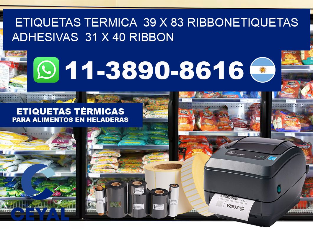 Etiquetas termica  39 x 83 ribbonEtiquetas adhesivas  31 x 40 ribbon