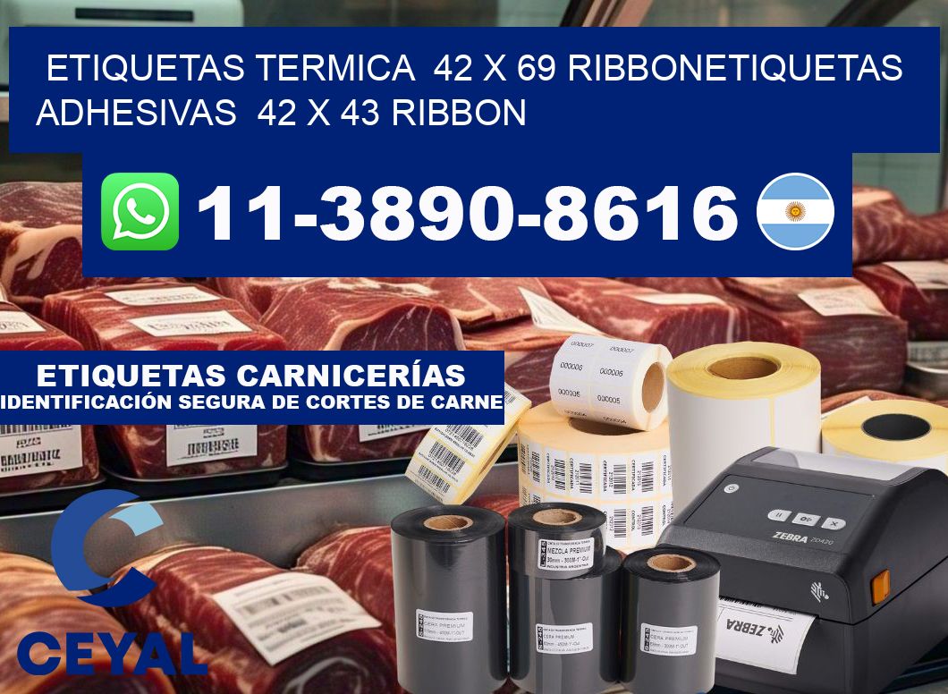 Etiquetas termica  42 x 69 ribbonEtiquetas adhesivas  42 x 43 ribbon