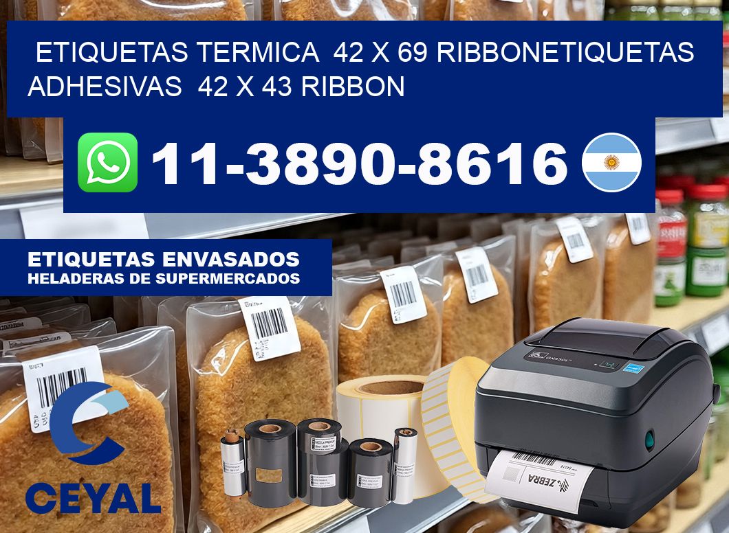 Etiquetas termica  42 x 69 ribbonEtiquetas adhesivas  42 x 43 ribbon