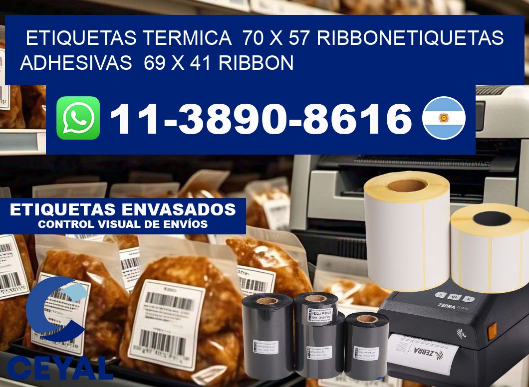 Etiquetas termica  70 x 57 ribbonEtiquetas adhesivas  69 x 41 ribbon