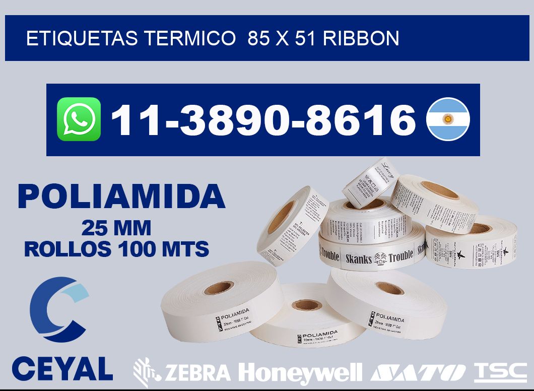 Etiquetas termico  85 x 51 ribbon