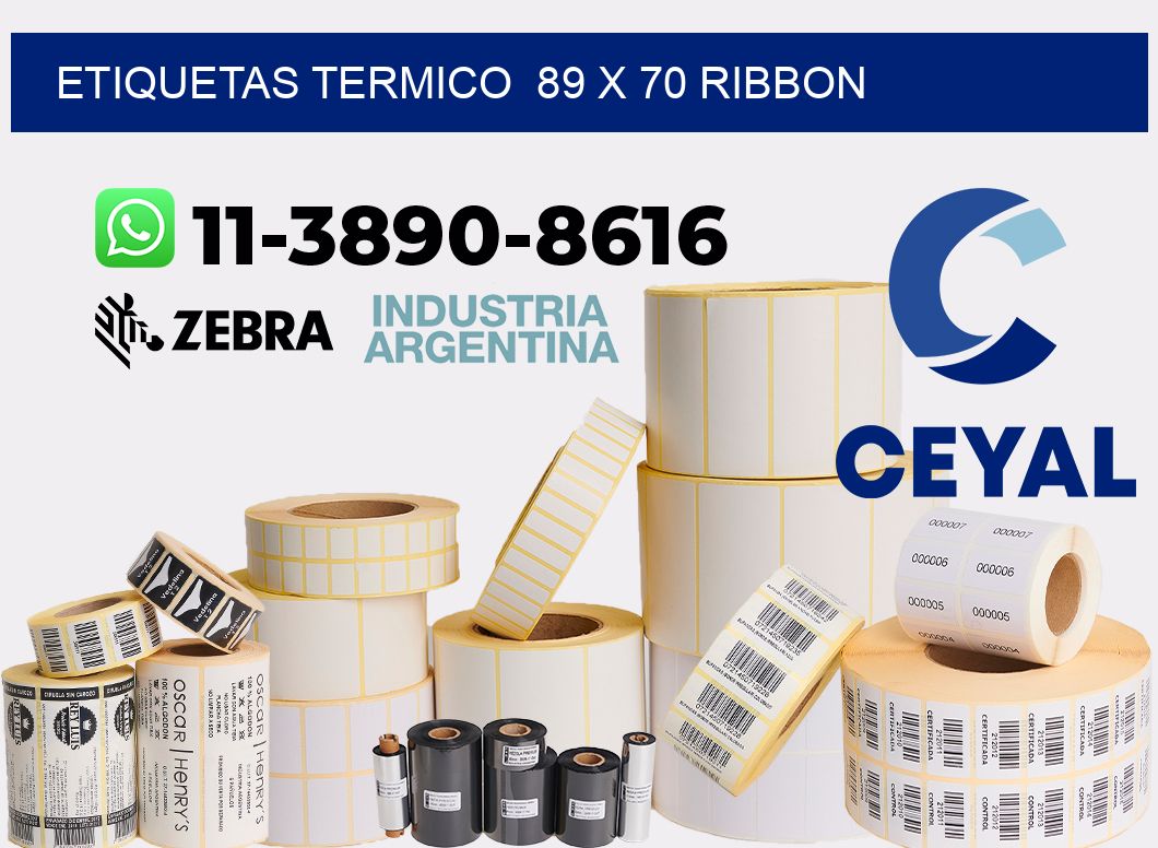 Etiquetas termico  89 x 70 ribbon