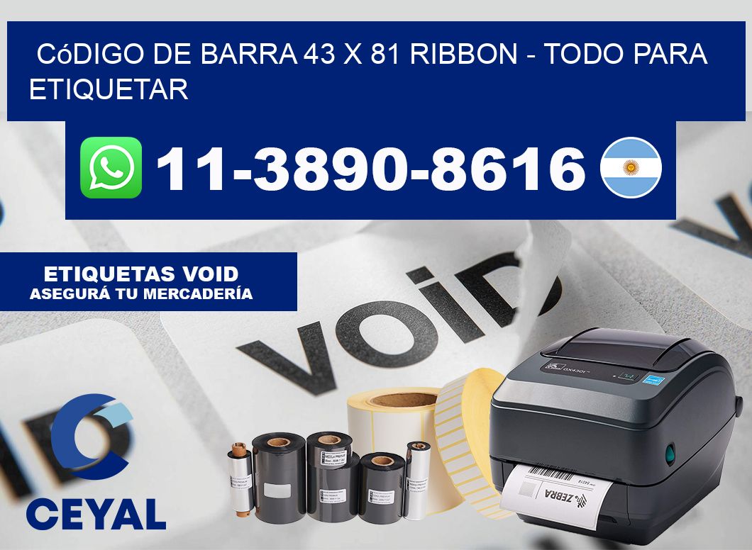 código de barra 43 x 81 ribbon - Todo para Etiquetar