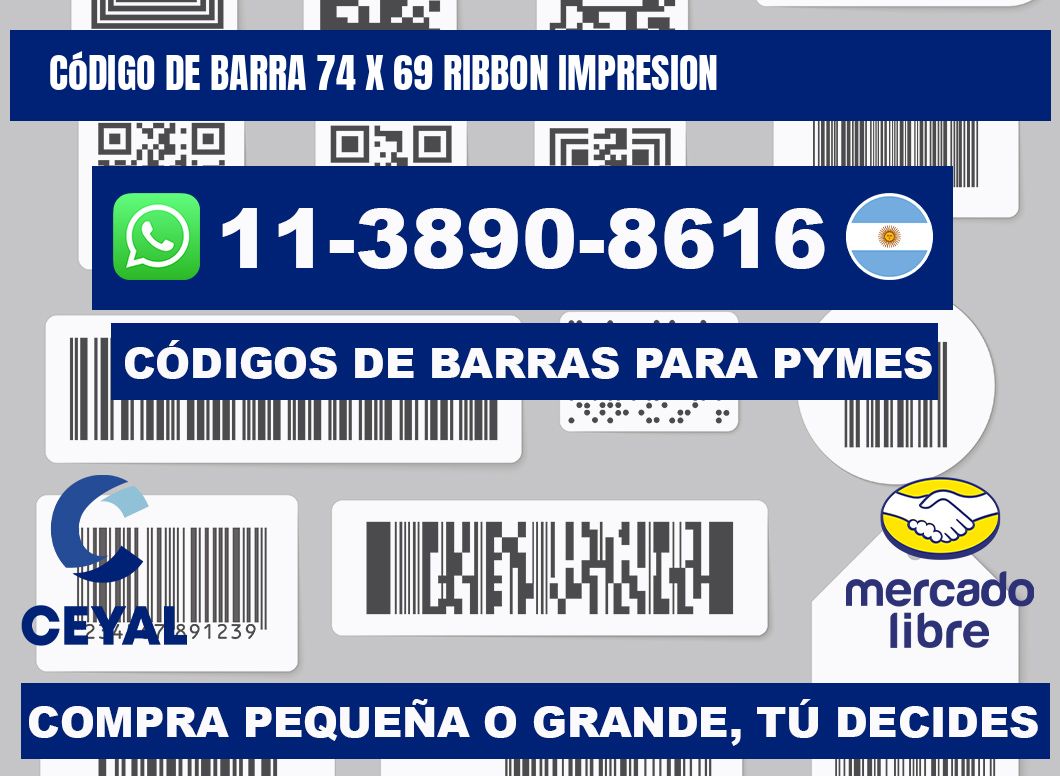 código de barra 74 x 69 ribbon impresion