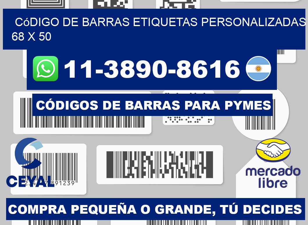 código de barras etiquetas personalizadas 68 x 50