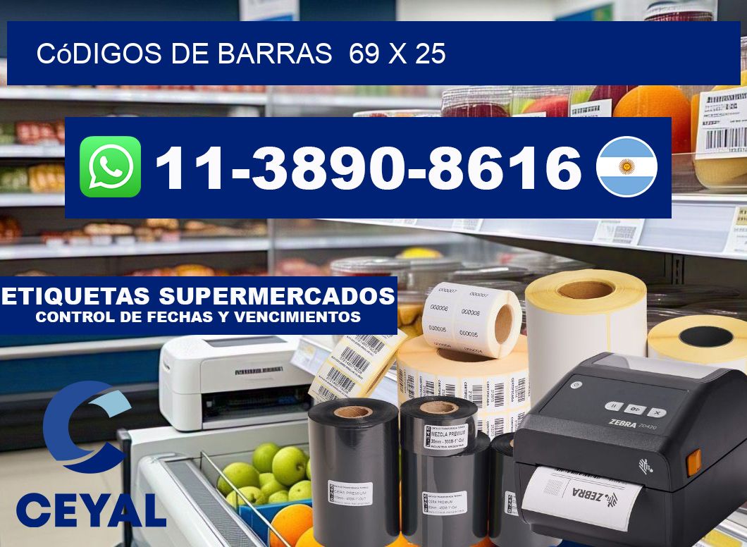 códigos de barras  69 x 25