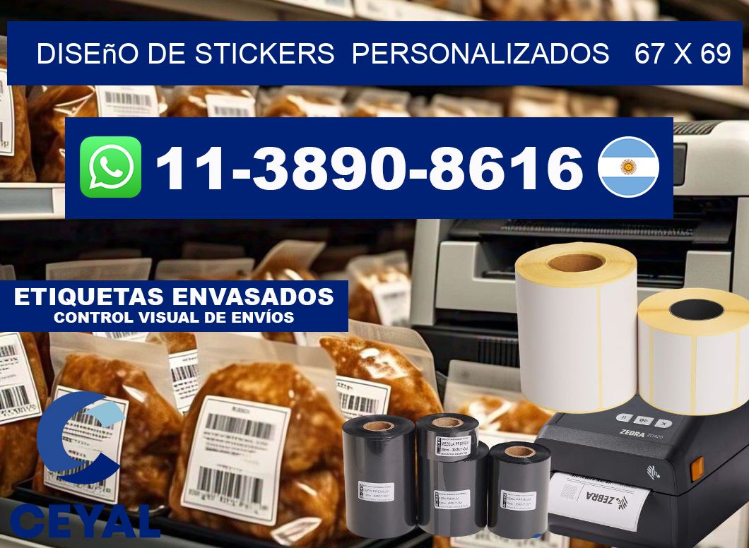 diseño de stickers personalizados 67 x 69