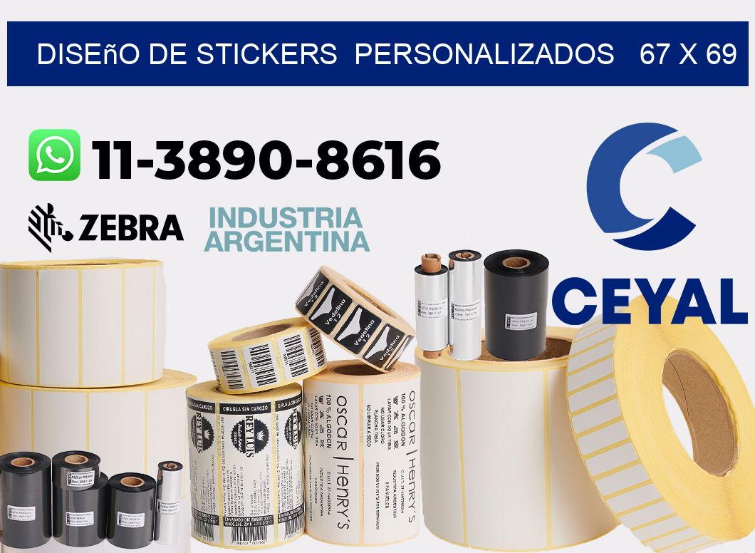diseño de stickers personalizados 67 x 69