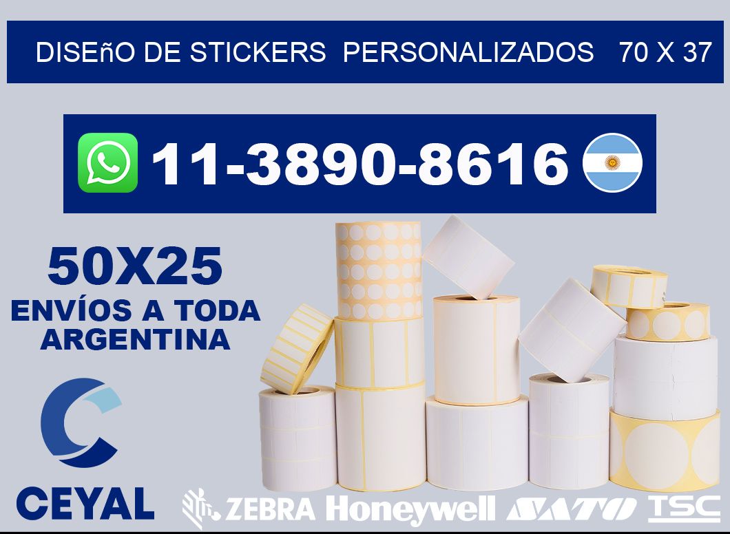 diseño de stickers  personalizados   70 x 37