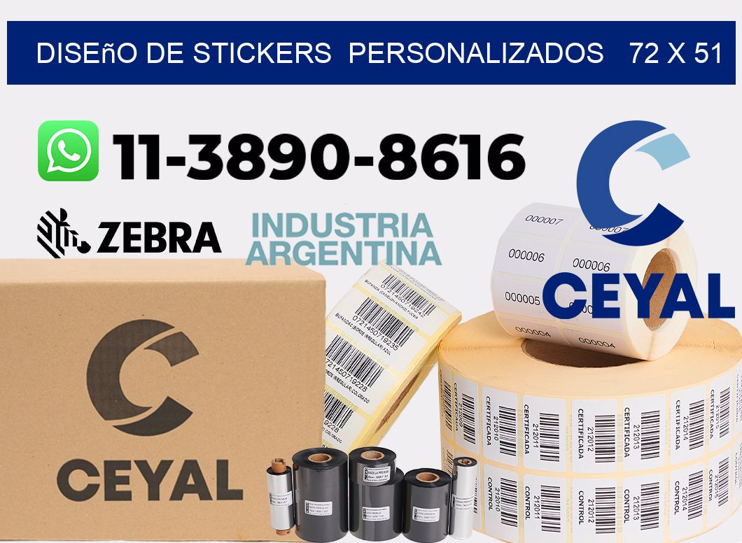 diseño de stickers  personalizados   72 x 51