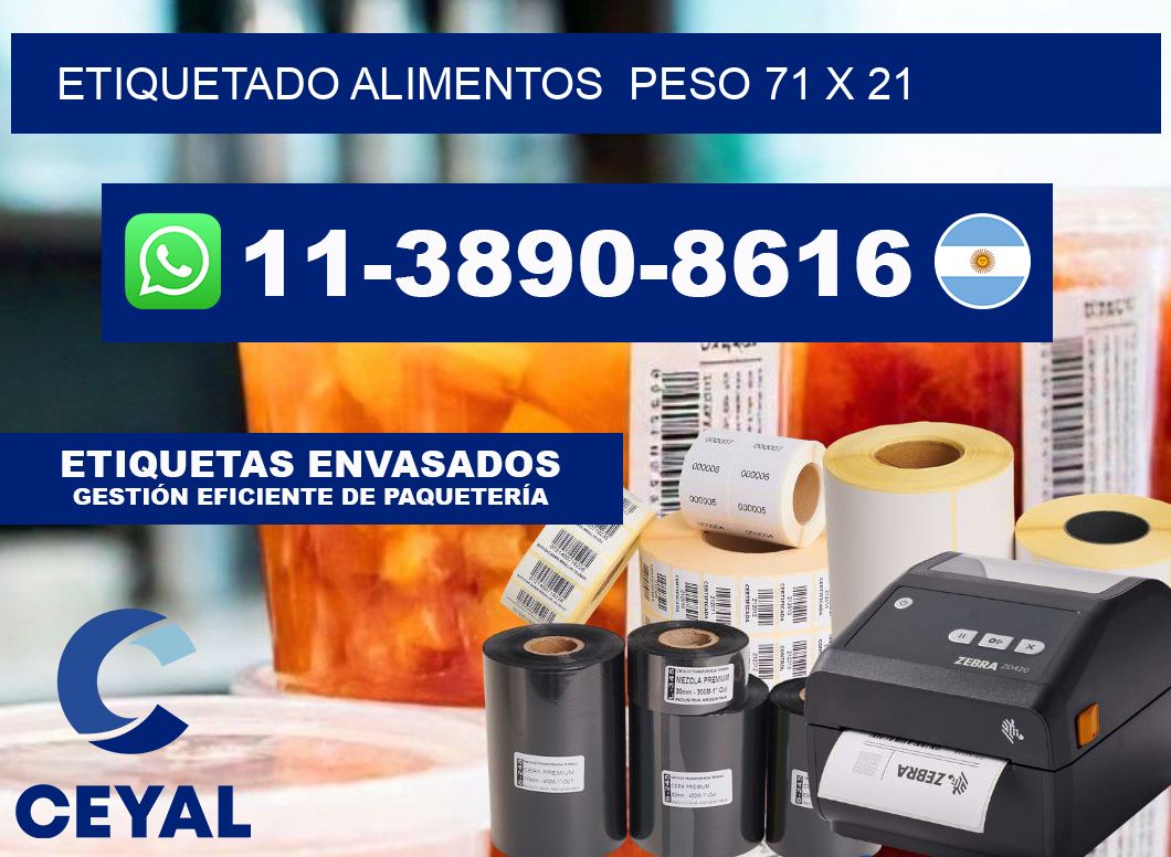 etiquetado alimentos  Peso 71 x 21