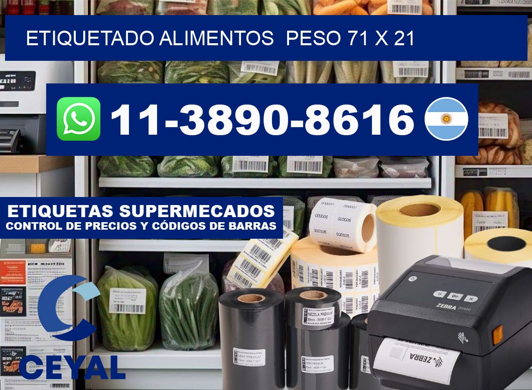 etiquetado alimentos  Peso 71 x 21