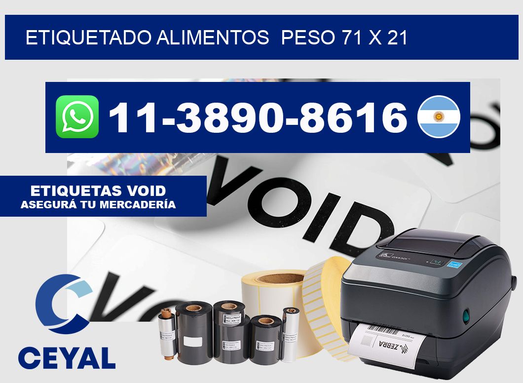 etiquetado alimentos  Peso 71 x 21