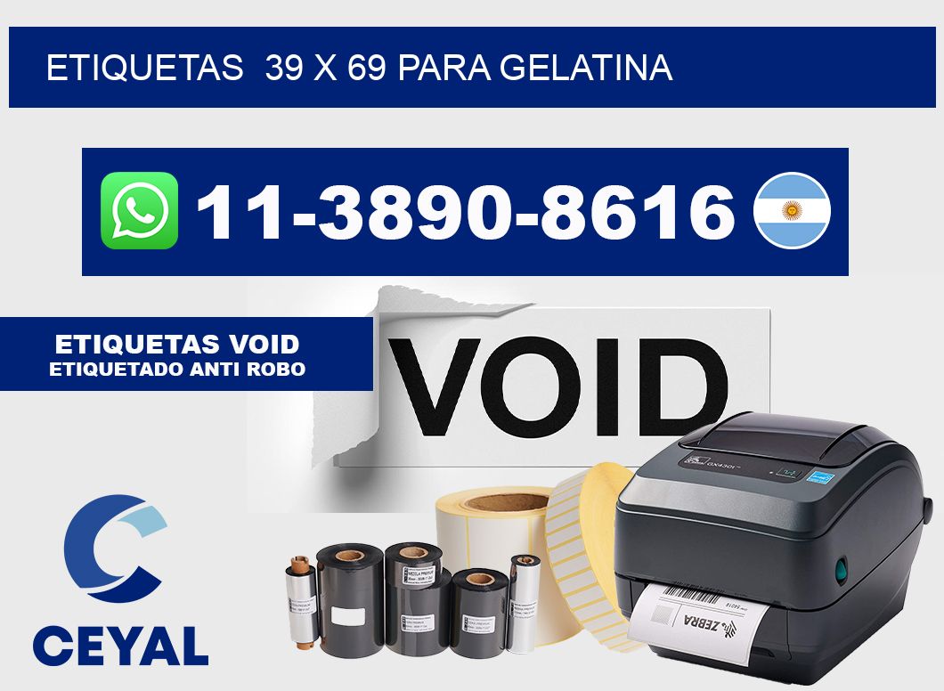 etiquetas 39 x 69 para Gelatina
