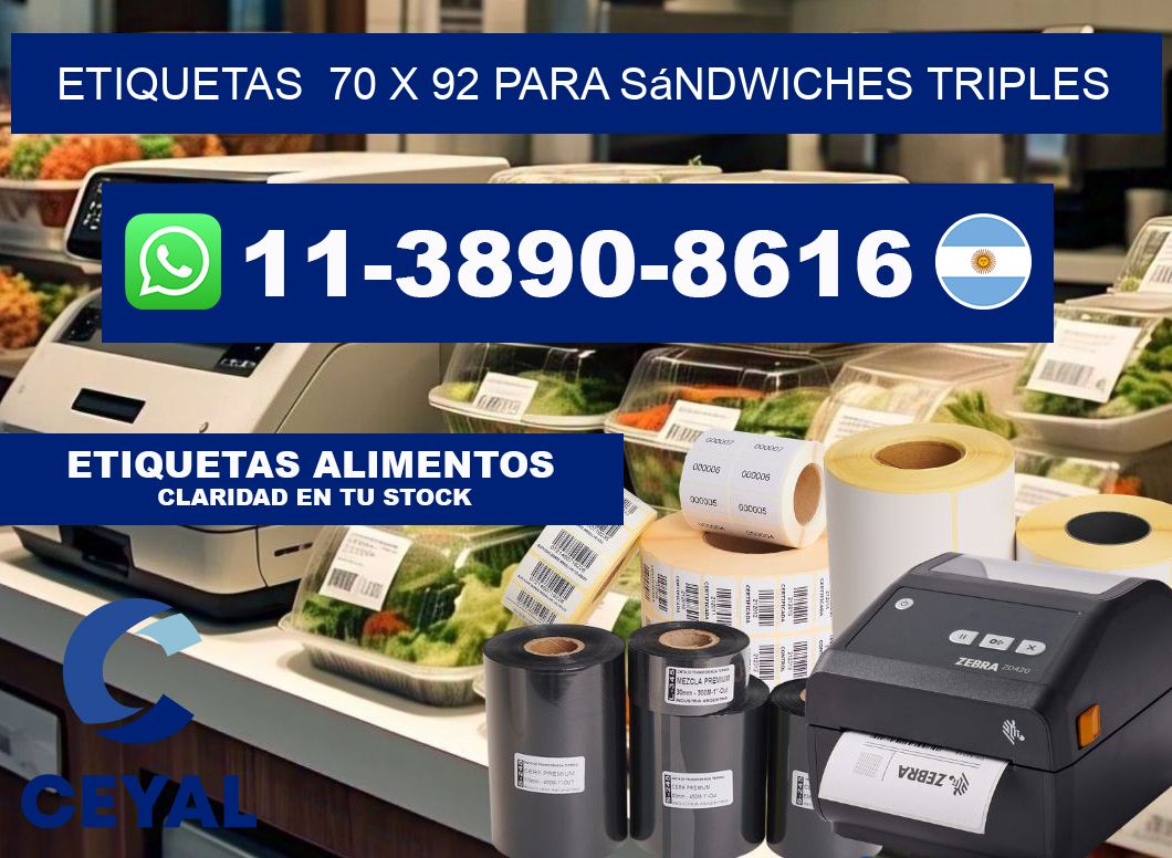 etiquetas  70 x 92 para Sándwiches triples