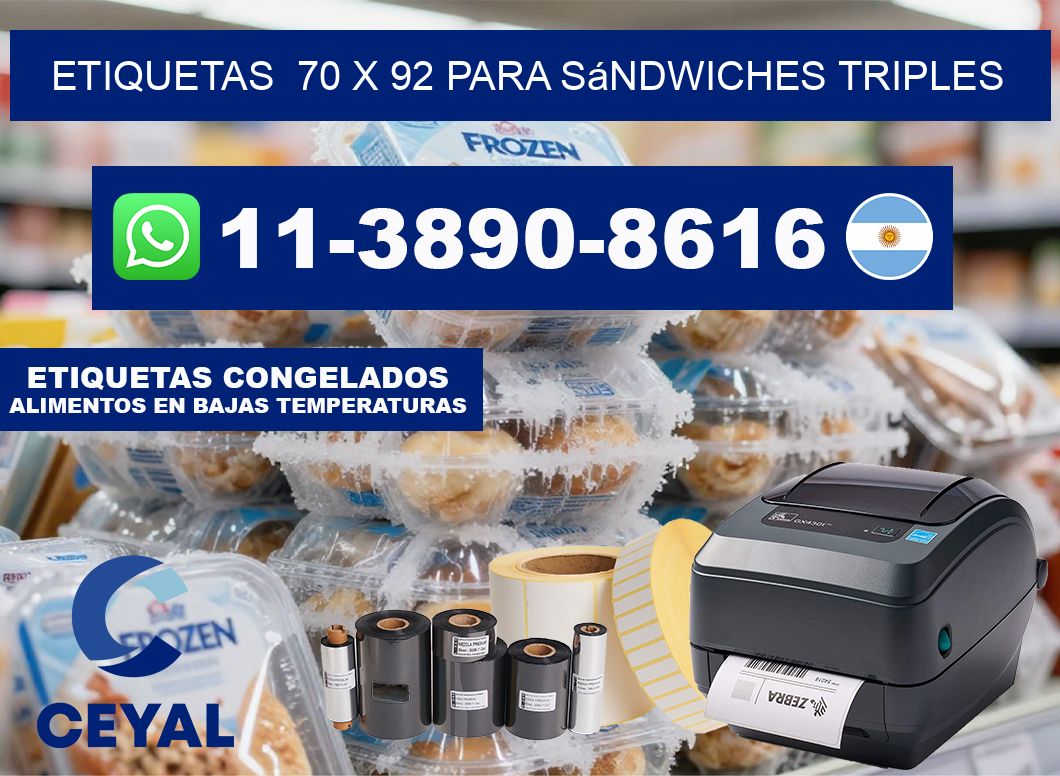 etiquetas  70 x 92 para Sándwiches triples