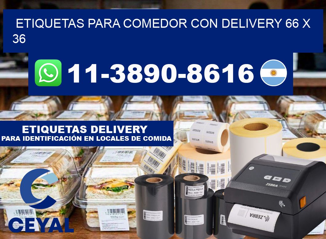 etiquetas para Comedor con delivery 66 x 36