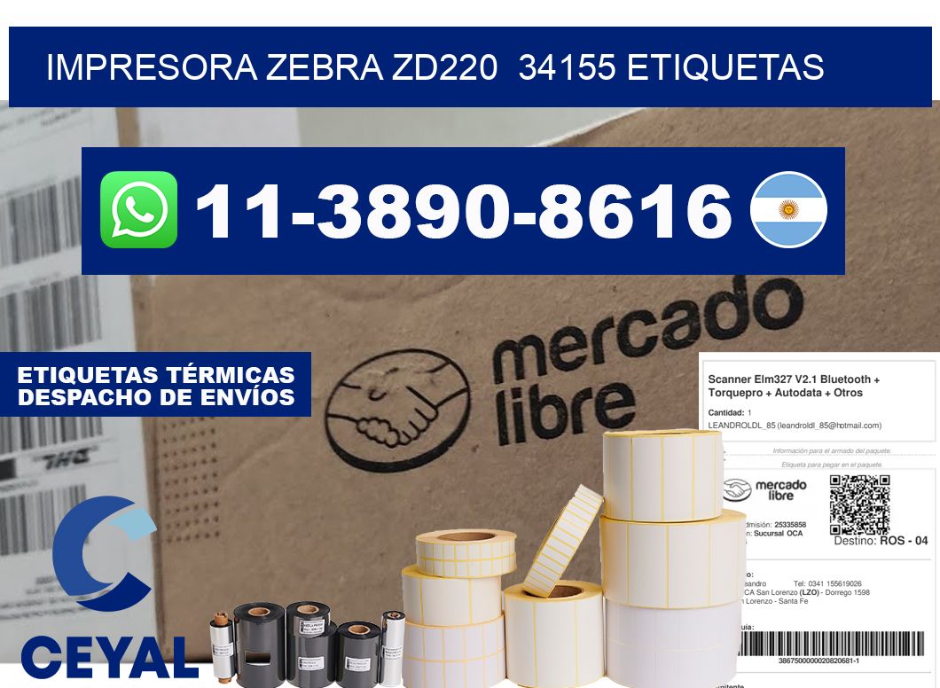 impresora zebra zd220  34155 etiquetas