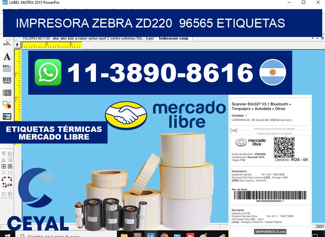 impresora zebra zd220  96565 etiquetas