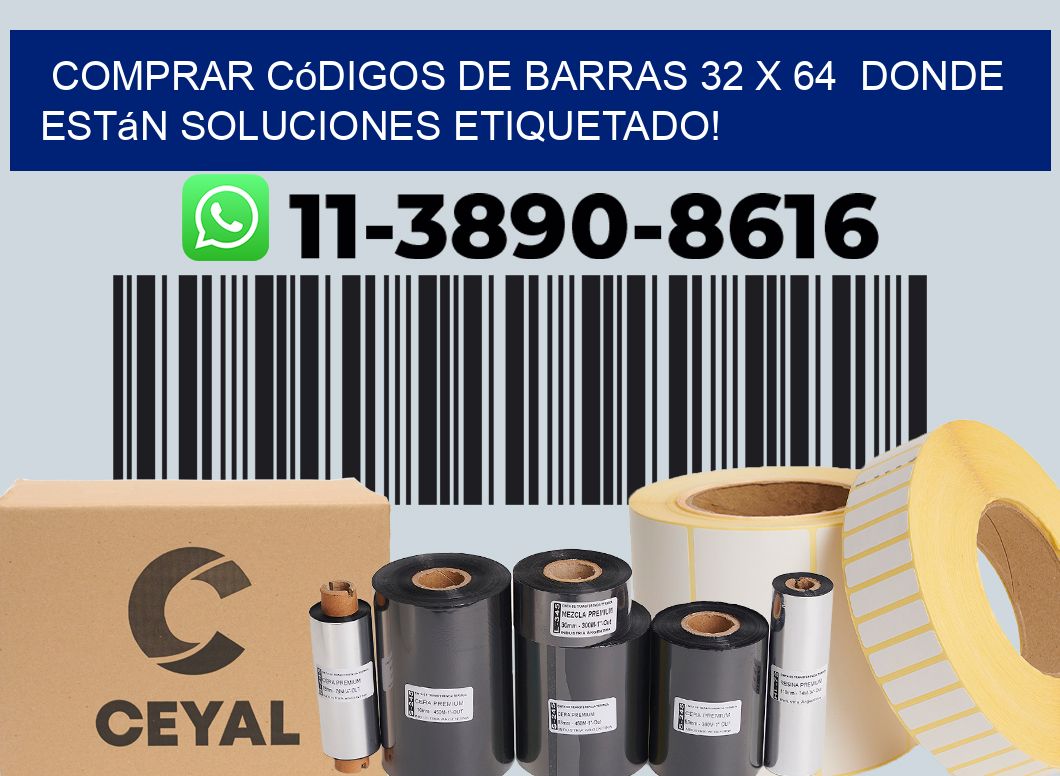 Comprar códigos de barras 32 x 64  donde están soluciones etiquetado!