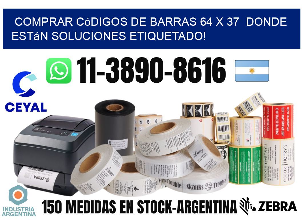 Comprar códigos de barras 64 x 37 donde están soluciones etiquetado!