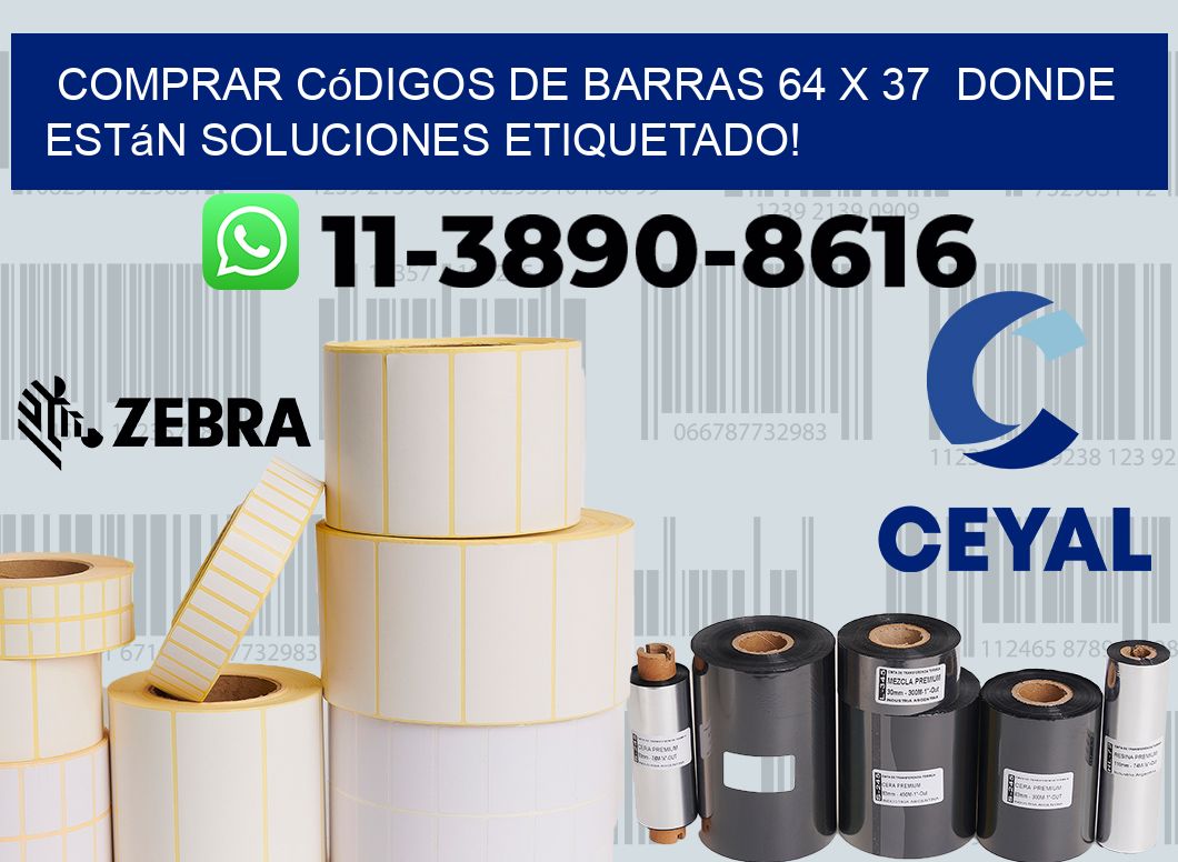Comprar códigos de barras 64 x 37 donde están soluciones etiquetado!