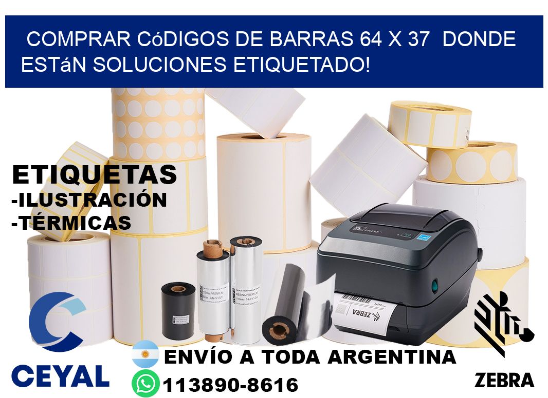 Comprar códigos de barras 64 x 37 donde están soluciones etiquetado!