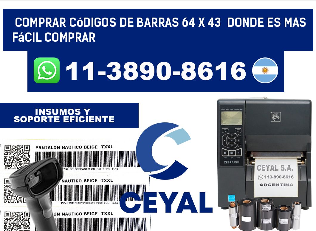 Comprar códigos de barras 64 x 43  Donde es mas fácil comprar