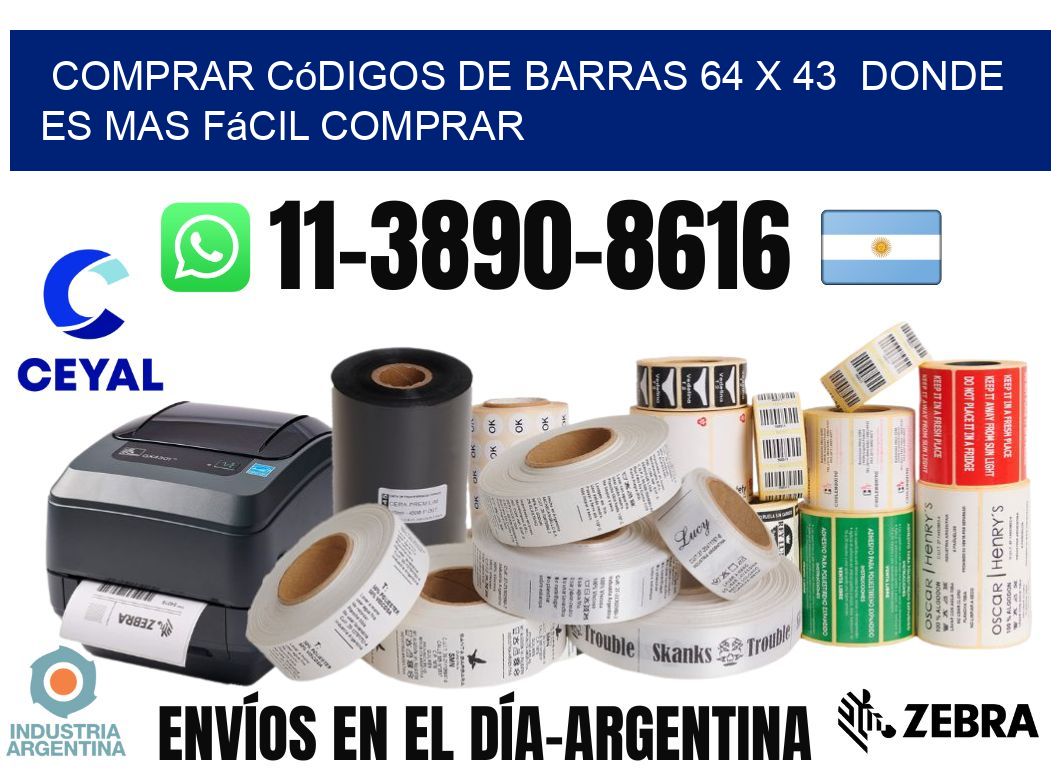 Comprar códigos de barras 64 x 43  Donde es mas fácil comprar