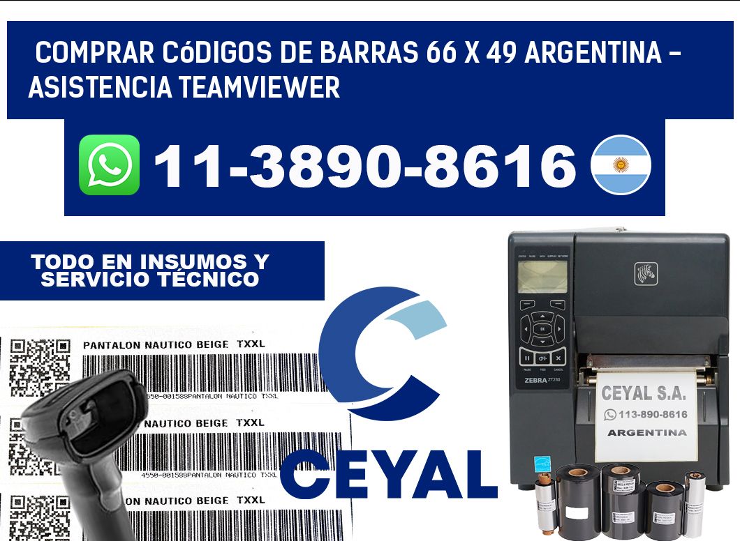 Comprar códigos de barras 66 x 49 argentina - asistencia teamviewer